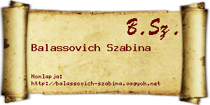Balassovich Szabina névjegykártya